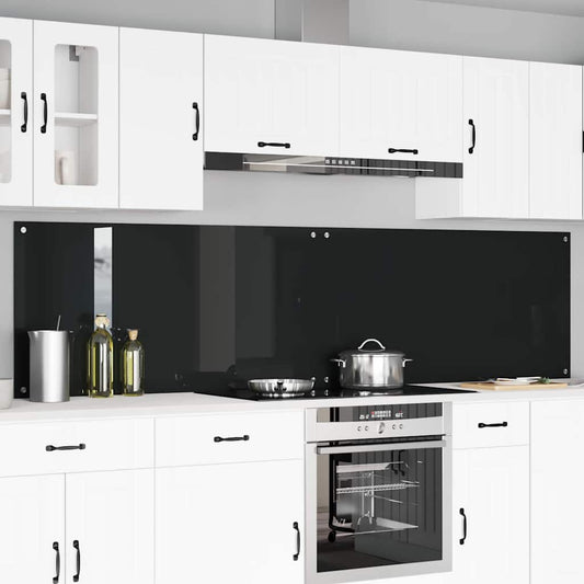 Schienale da cucina 2 pcs Nero 120 x 60 cm vetro temperato | homemem39