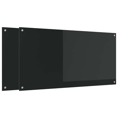 Schienale da cucina 2 pcs Nero 120 x 60 cm vetro temperato | homemem39