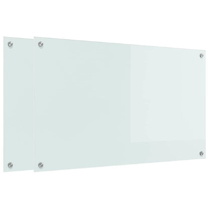 Schienale da cucina 2 pcs Bianco 100 x 60 cm vetro temperato