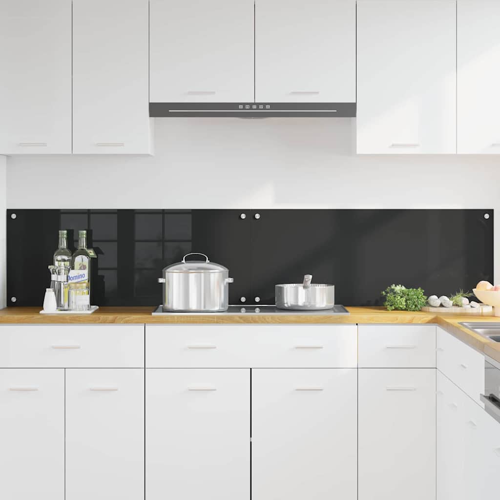Schienale da cucina 2 pcs Nero 100 x 40 cm vetro temperato