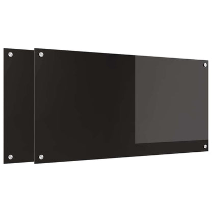 Schienale da cucina 2 pcs Nero 100 x 50 cm vetro temperato