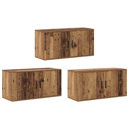 Set Mobile TV da Parete 3 pcs Legno vecchio 80 x 34,5 x 40 cm