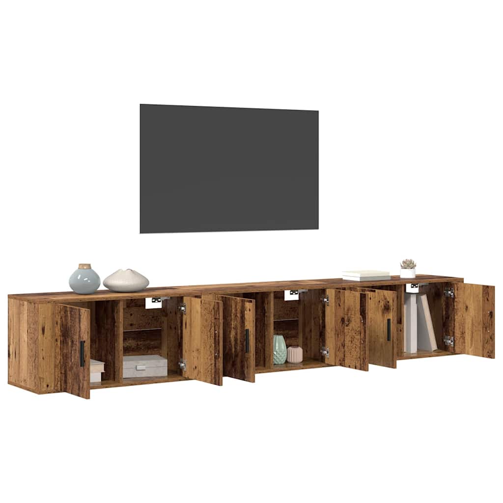Set Mobile TV da Parete 3 pcs Legno vecchio 80 x 34,5 x 40 cm