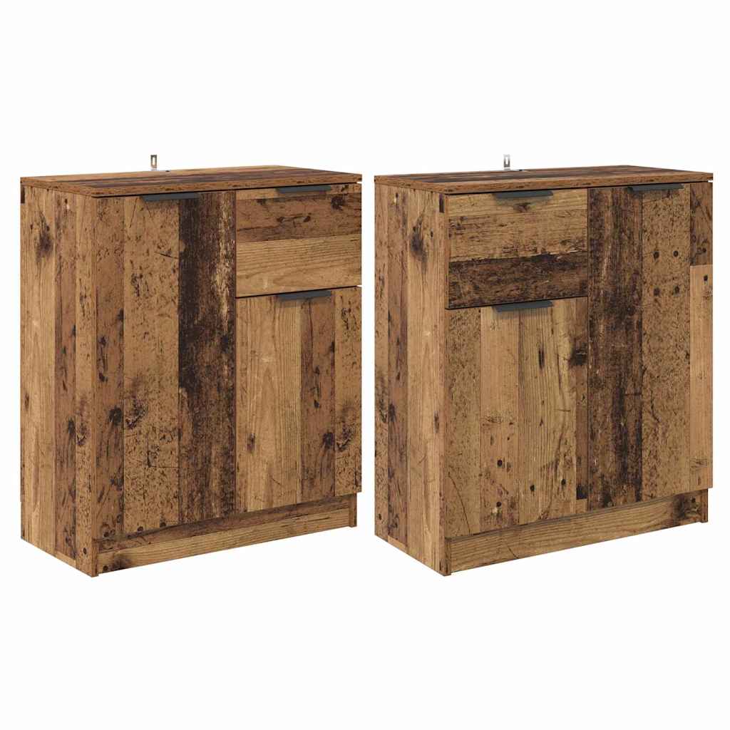 Sideboards con cassetto 2 pcs Legno vecchio 60 x 30 x 70 cm