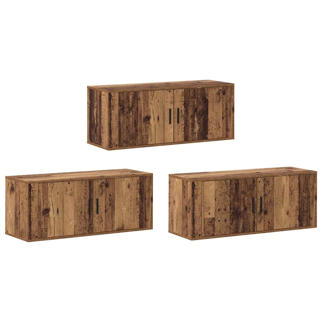 Set Mobile TV da Parete 3 pcs Legno vecchio 100 x 34,5 x 40 cm
