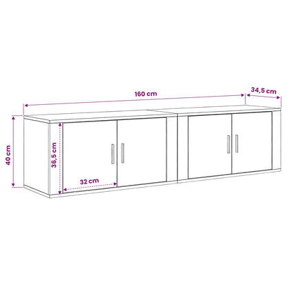 Set Mobile TV da Parete 2 pcs Legno vecchio