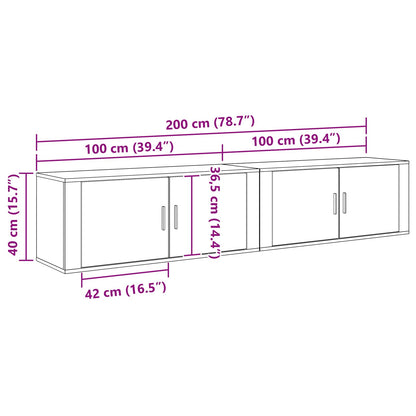 Set Mobile TV da Parete 2 pz Legno vecchio Legno ingegnerizzato | homemem39