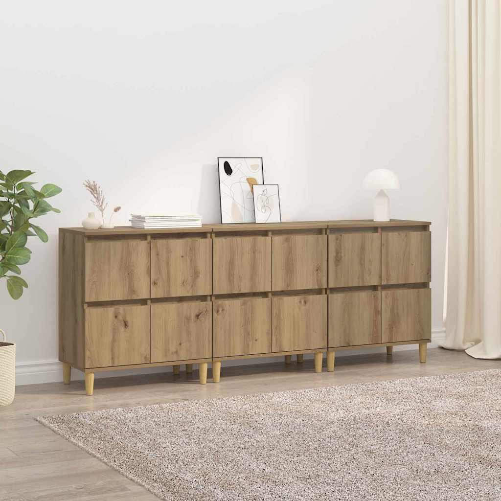 Sideboards 3 pcs Rovere artigianale 60 x 35 x 70 cm