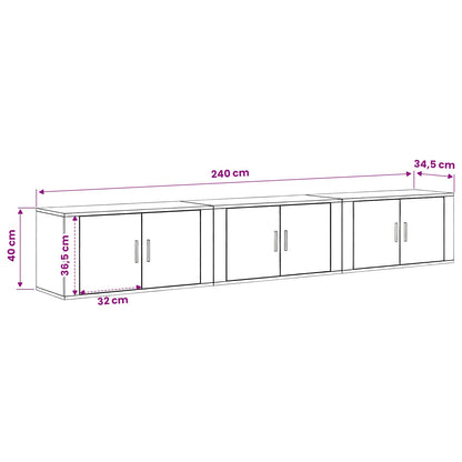 Set Mobile TV da Parete 3 pcs Rovere artigianale