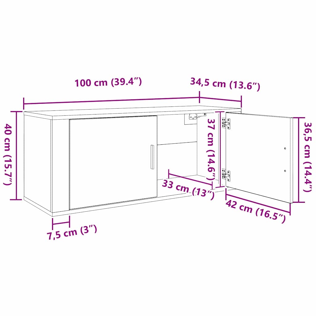 Set Mobile TV da Parete 3 pcs Rovere artigianale
