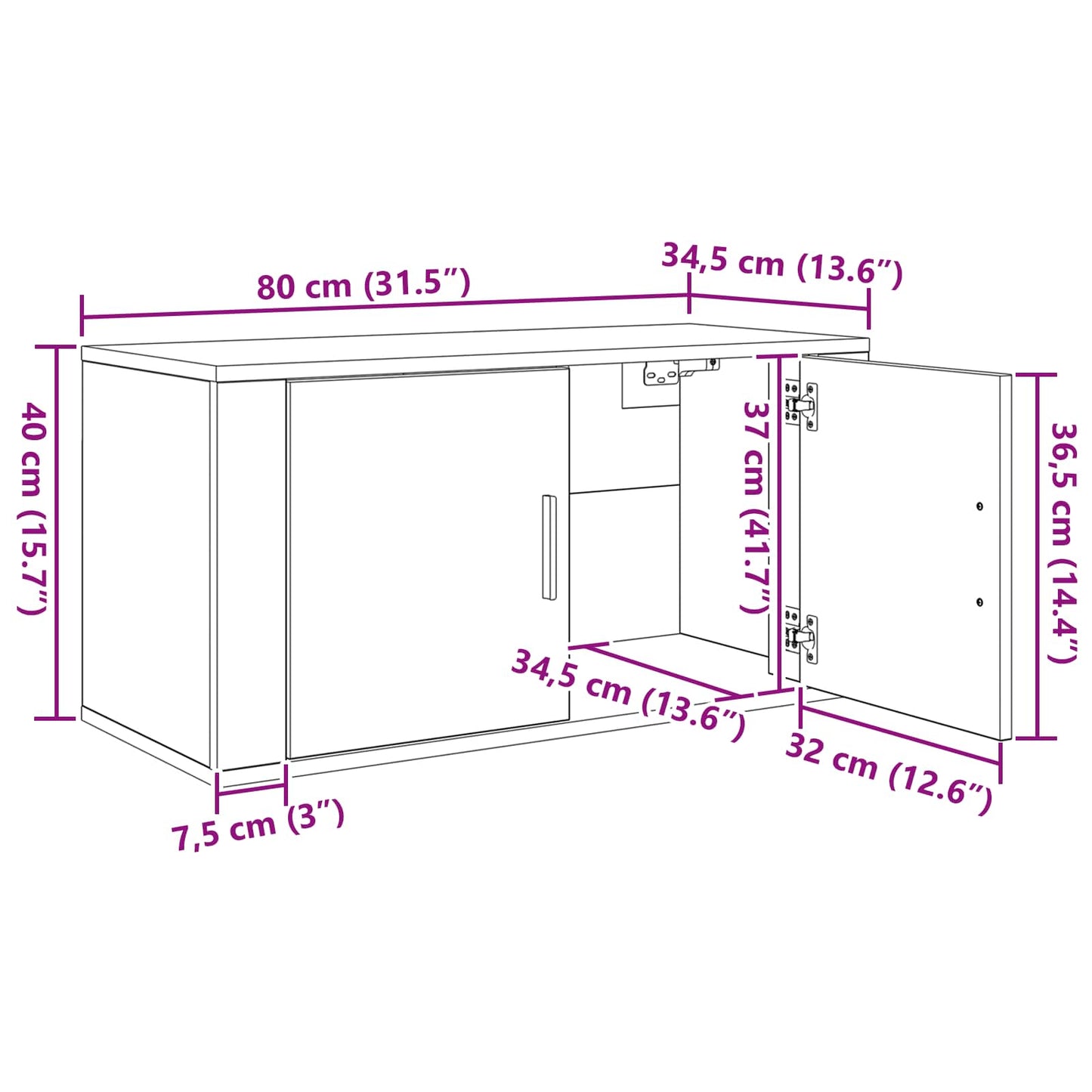 Set Mobile TV da Parete 2 pcs Rovere artigianale