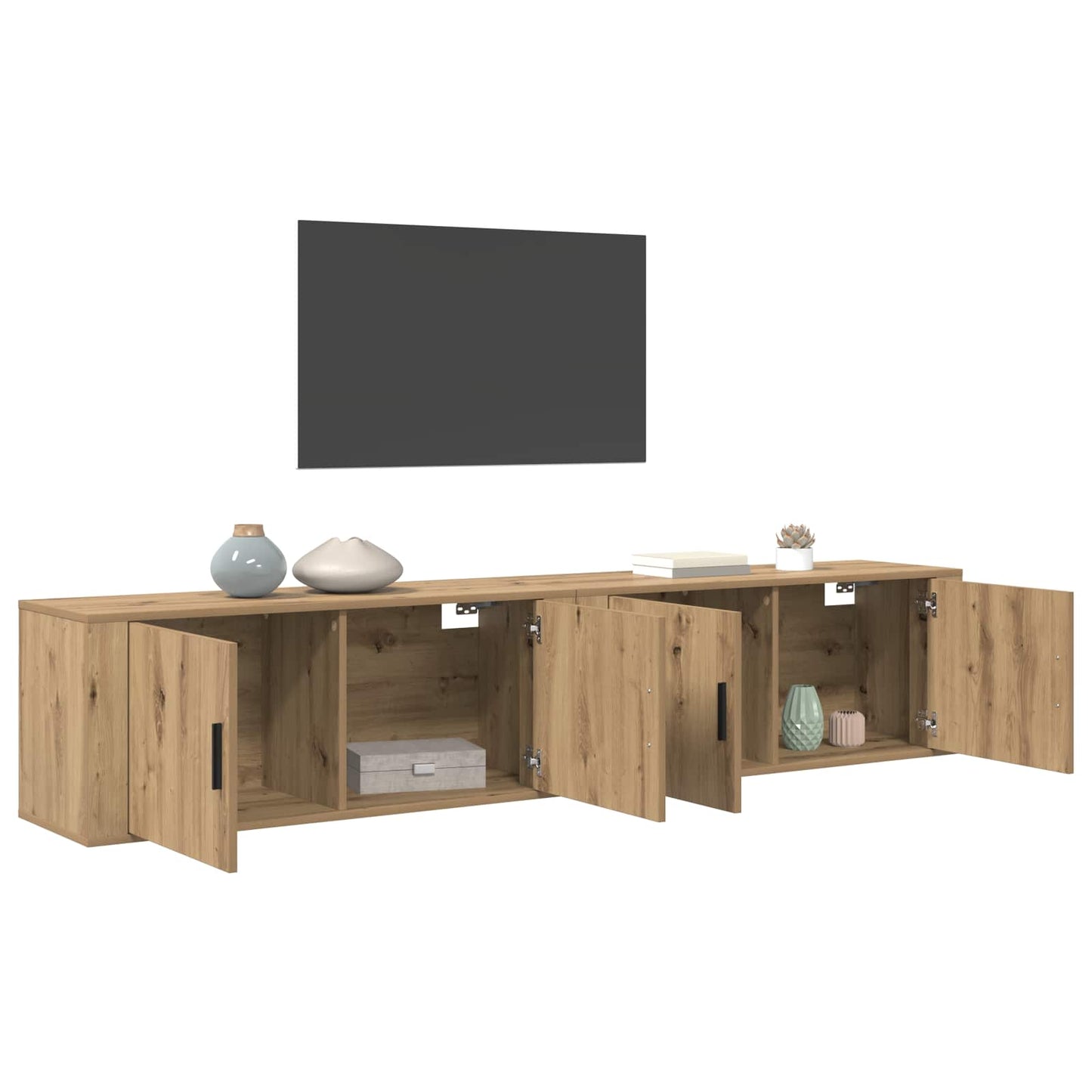 Set Mobile TV da Parete 2 pz Rovere artigianale