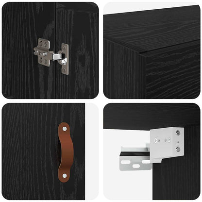 Mobile a muro 2 pcs Rovere Nero 69,5 x 34 x 90 cm