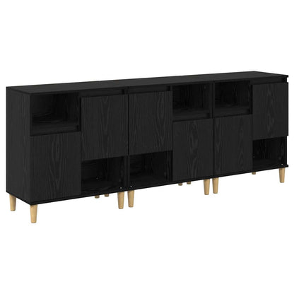 Sideboards 3 pcs Rovere Nero 60 x 35 x 70 cm Legno multistrato