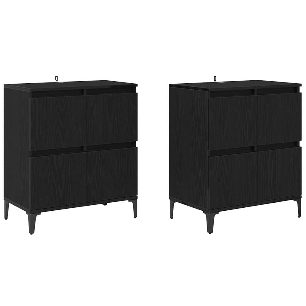 Sideboards 2 pcs Rovere Nero 60 x 35 x 70 cm Legno multistrato