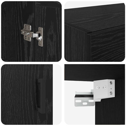 Mobile a muro 2 pcs Rovere Nero 69,5 x 34 x 90 cm