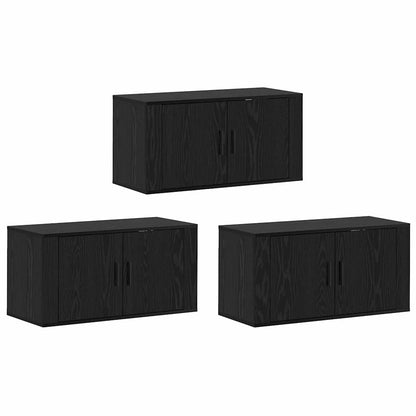 Set Mobile TV da Parete 3 pcs Rovere Nero 80 x 34,5 x 40 cm