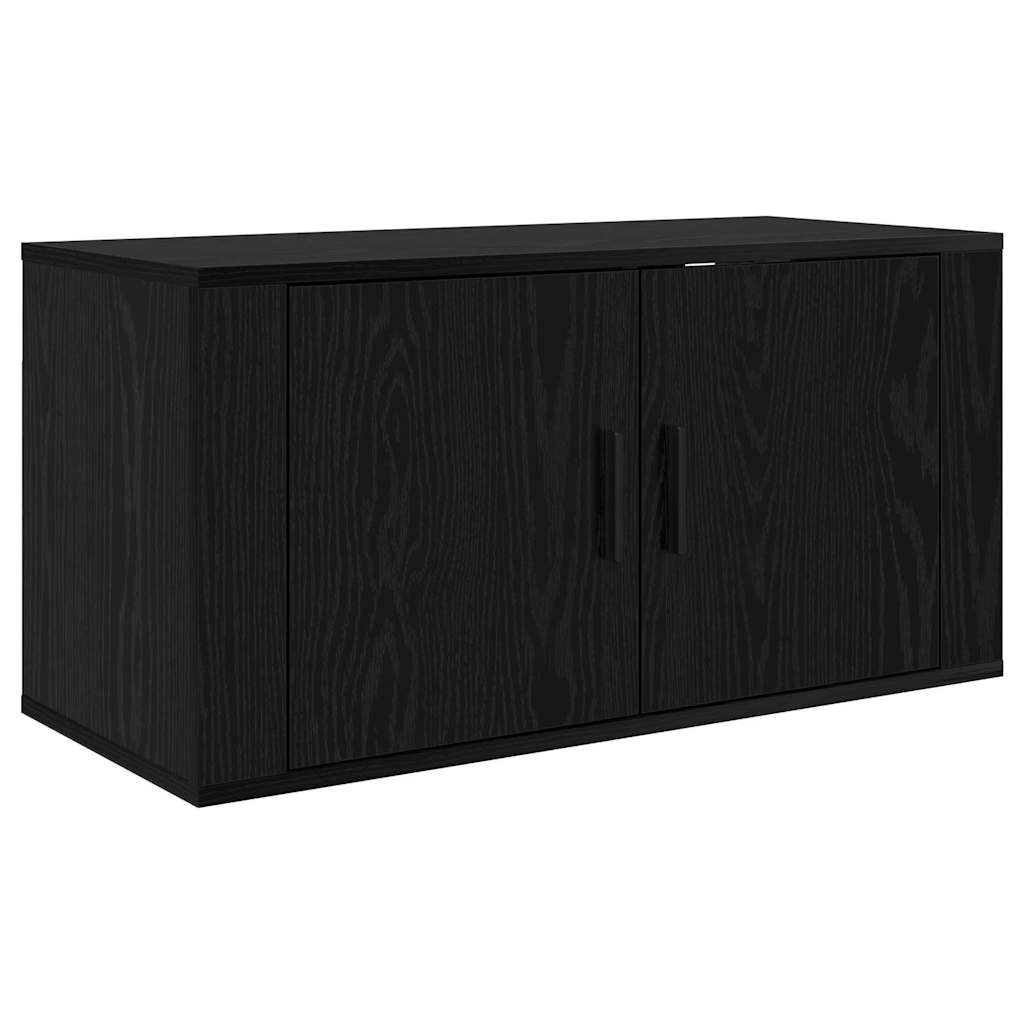 Set Mobile TV da Parete 3 pcs Rovere Nero 80 x 34,5 x 40 cm