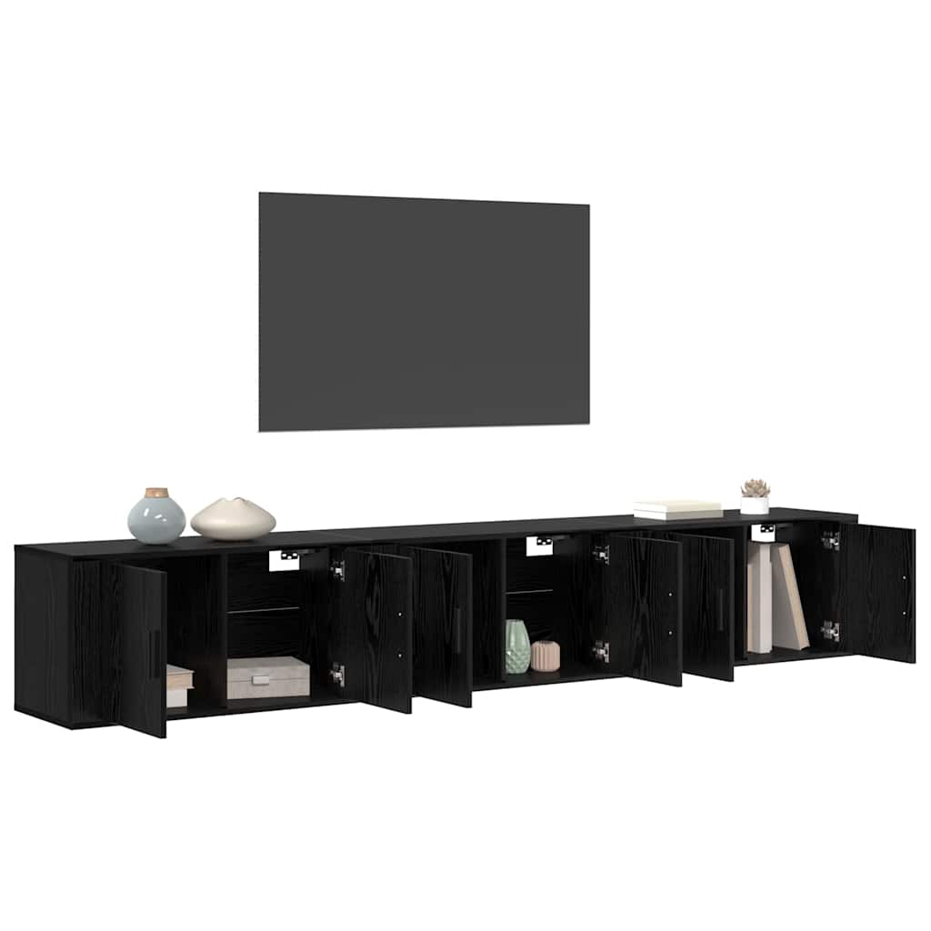 Set Mobile TV da Parete 3 pcs Rovere Nero 80 x 34,5 x 40 cm
