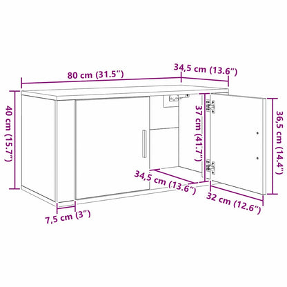 Set Mobile TV da Parete 3 pcs Rovere Nero 80 x 34,5 x 40 cm