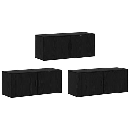 Set Mobile TV da Parete 3 pcs Rovere Nero 100 x 34,5 x 40 cm