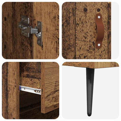 Armadietto alto con ripiano con cassetto 2 pcs Legno vecchio