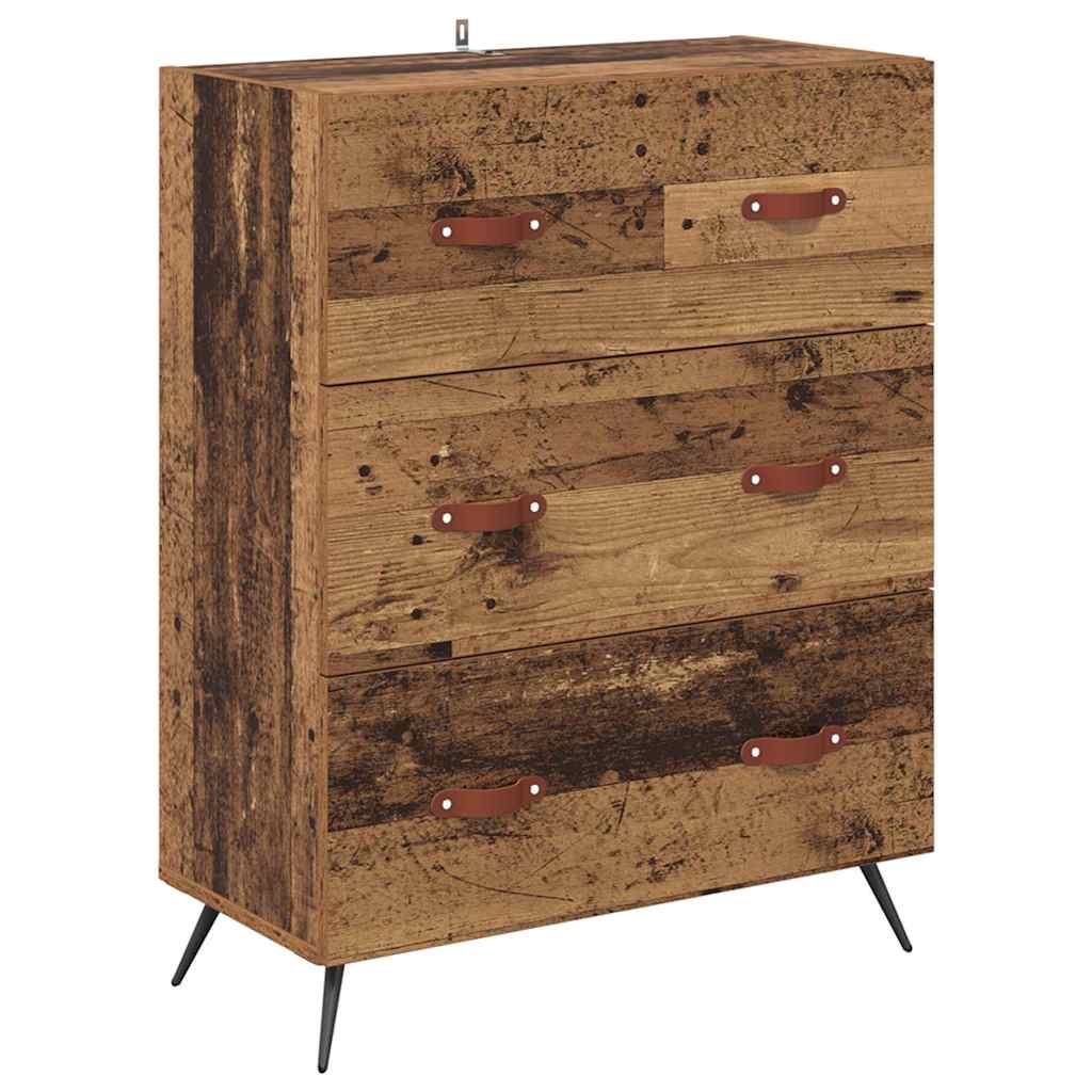 Armadietto alto con ripiano con cassetto 2 pcs Legno vecchio