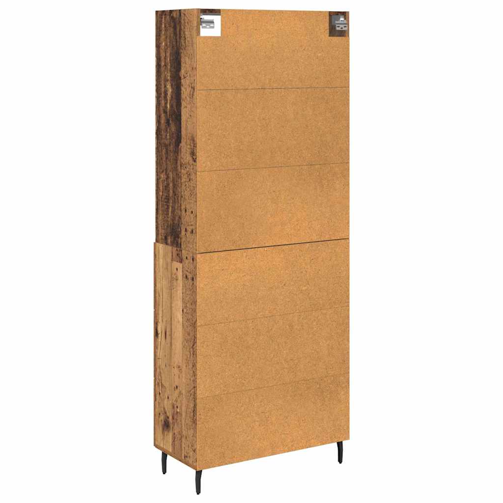 Credenza 2 pcs Legno vecchio Legno Stratificato e Vetro