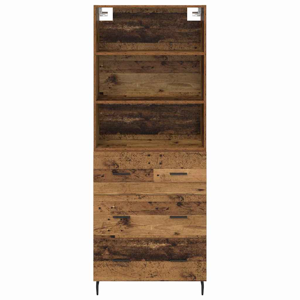 Credenza 2 pcs Legno vecchio Legno Stratificato e Vetro