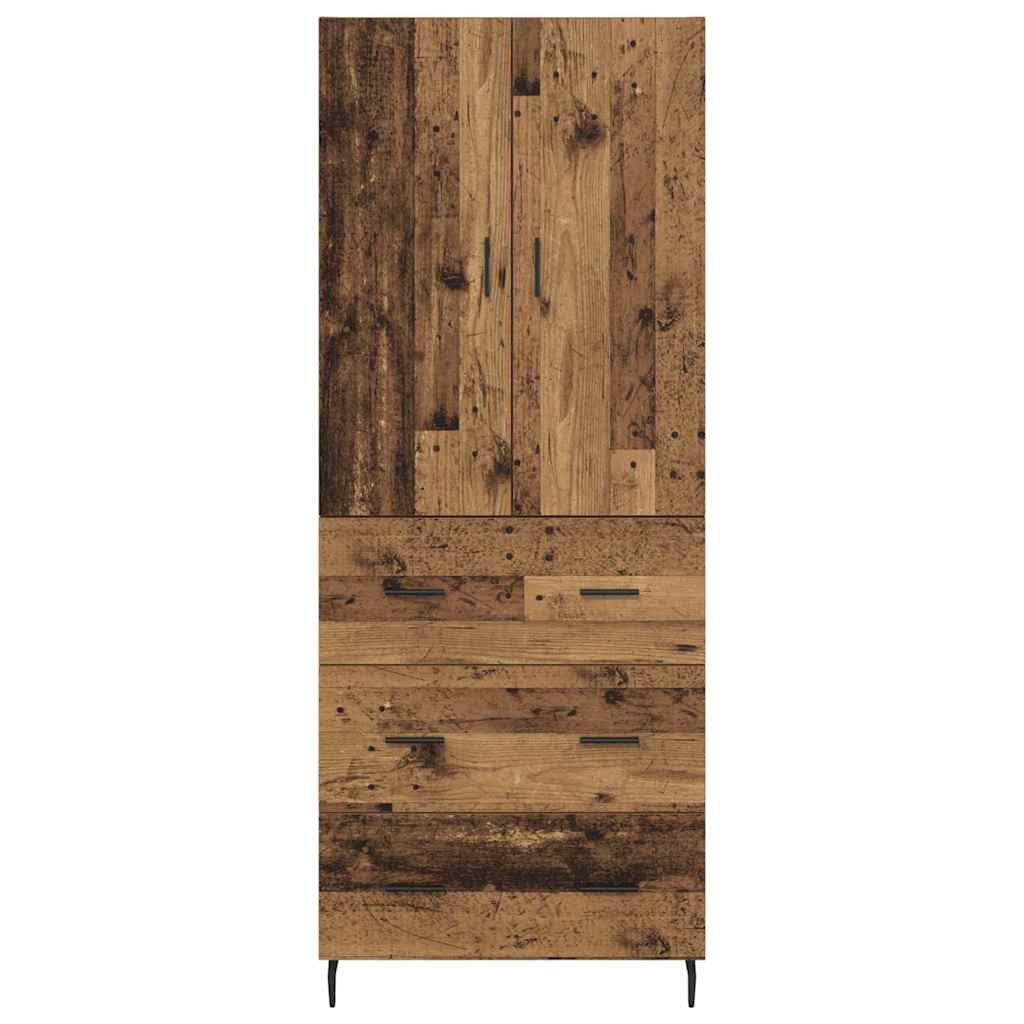 Credenza 2 pcs Legno vecchio Legno Stratificato e Vetro