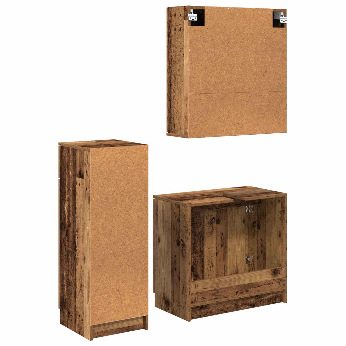 Set di mobili per il bagno 3 pz Legno vecchio | homemem39