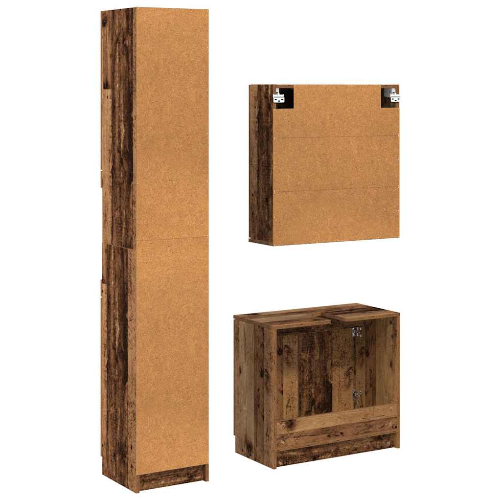 Set di Armadi da Bagno 3 pcs Legno vecchio Legno multistrato | homemem39