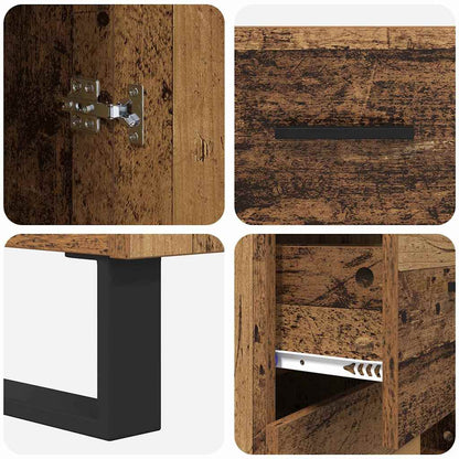 Credenza 2 pcs Legno vecchio Legno Stratificato e Vetro