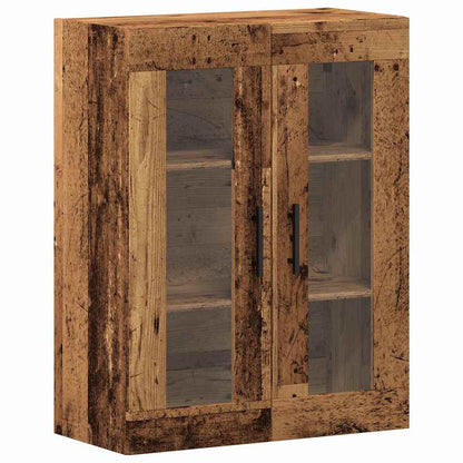 Credenza 2 pcs Legno vecchio Legno Stratificato e Vetro