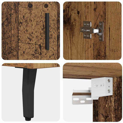 Credenza 2 pcs Legno vecchio Legno Stratificato e Vetro