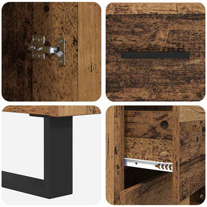 Credenza con cassetto 2 pcs Legno vecchio 69,5 x 34 x 180 cm