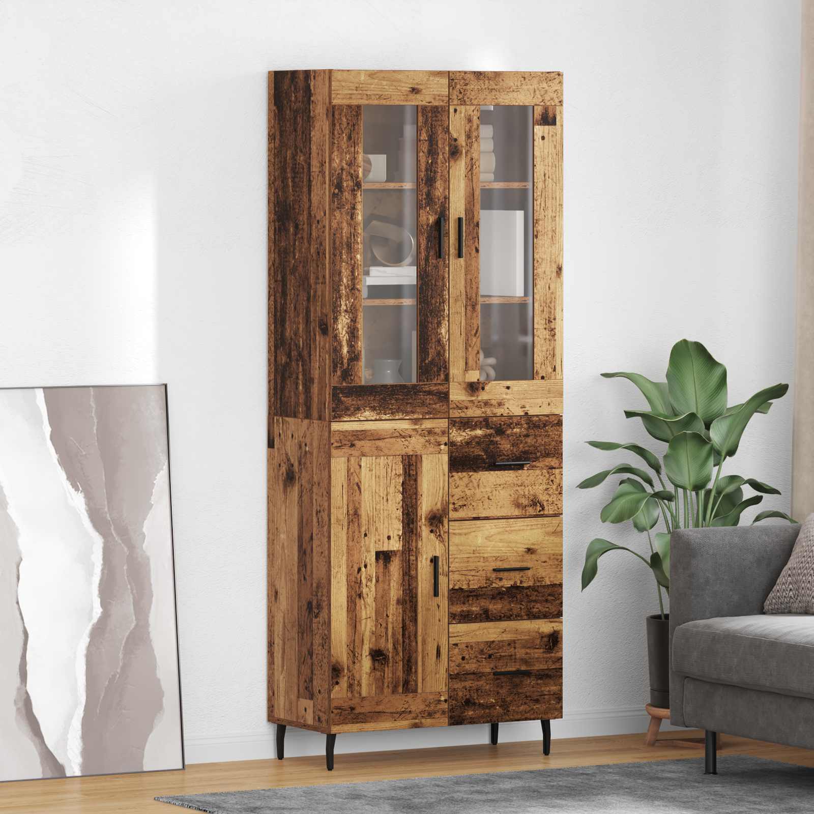 Credenza con cassetto 2 pcs Legno vecchio Legno multistrato | homemem39