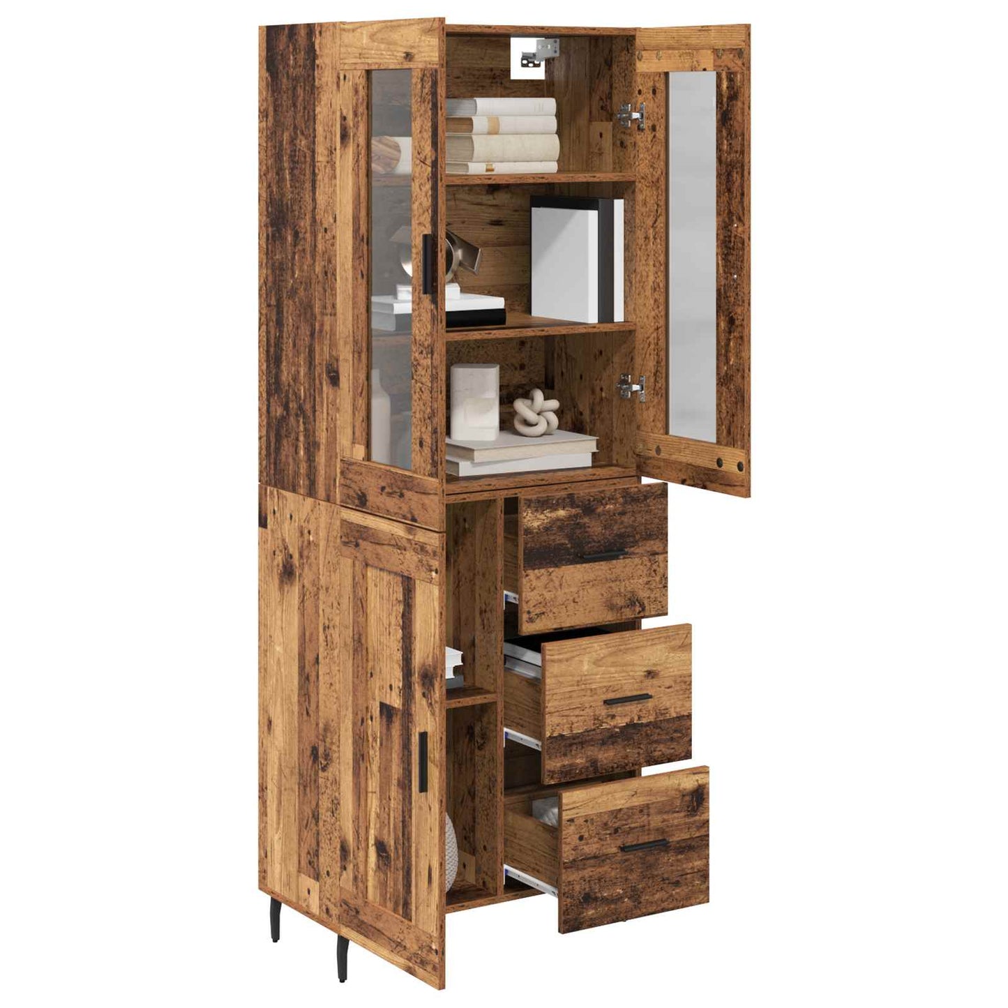 Credenza con cassetto 2 pcs Legno vecchio Legno multistrato | homemem39