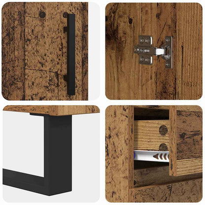 Credenza con cassetto 2 pcs Legno vecchio 69,5 x 34 x 180 cm