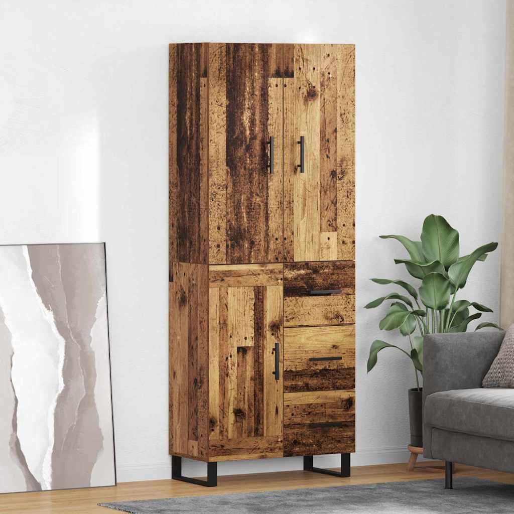 Credenza 2 pcs Legno vecchio Legno Stratificato e Vetro