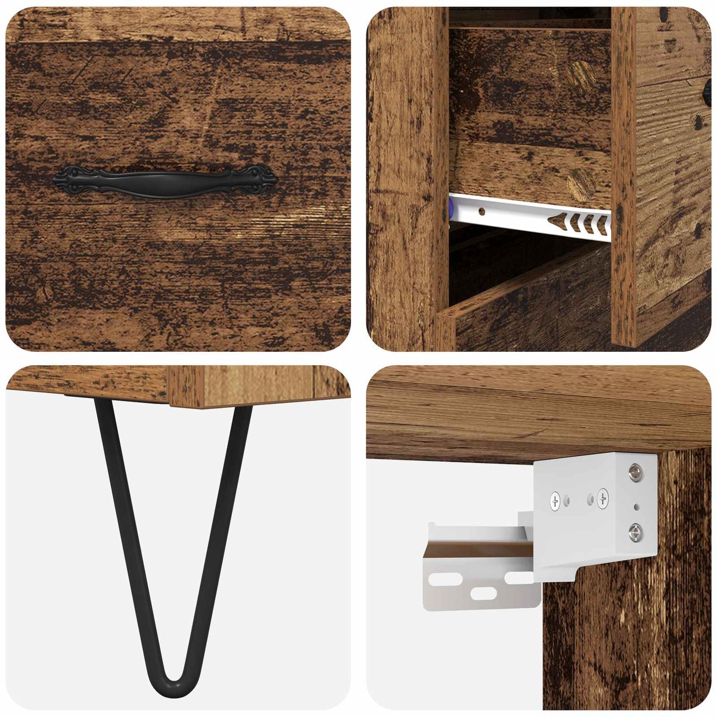 Credenza con cassetto 2 pcs Legno vecchio Legno multistrato