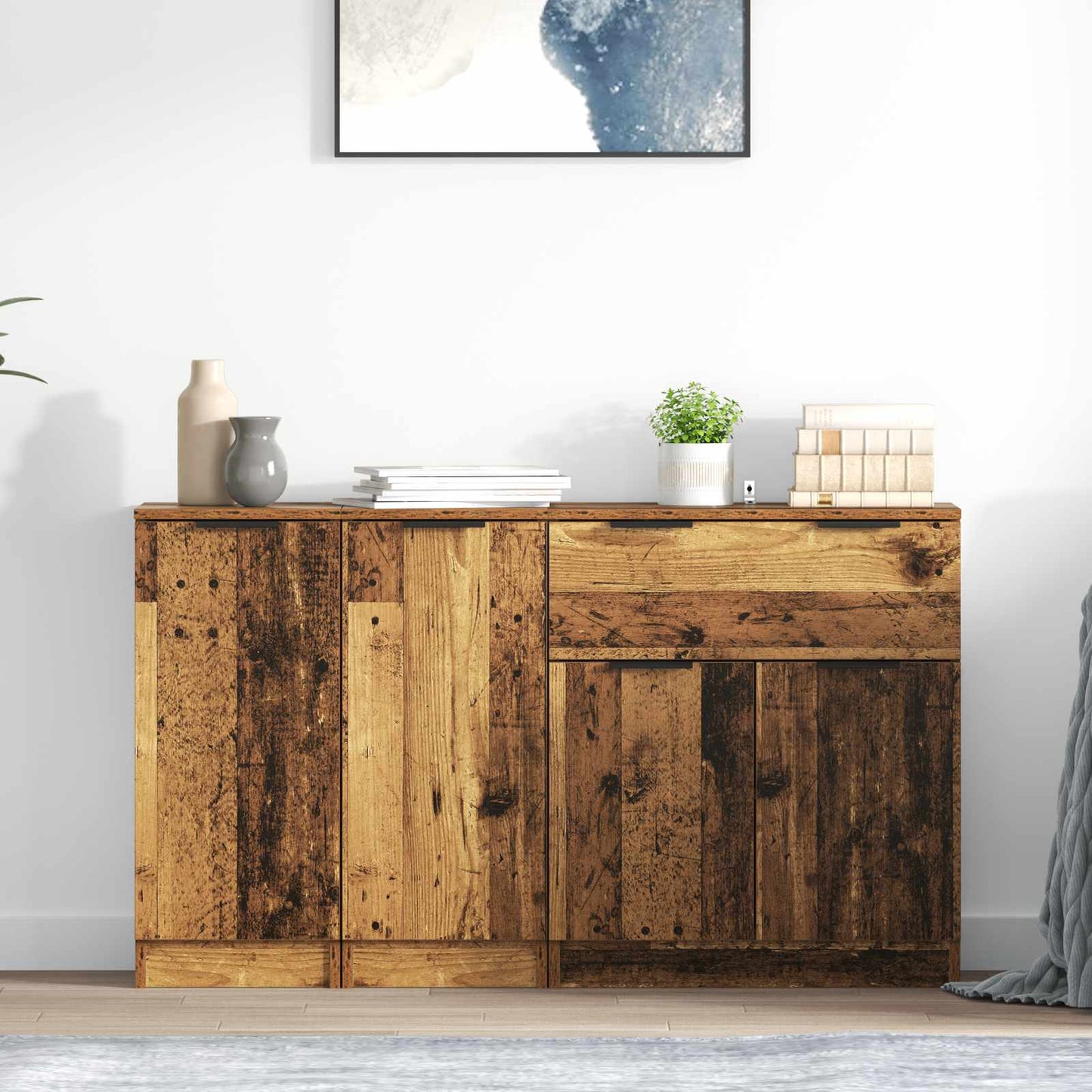 Credenza con cassetto 3 pcs Legno vecchio Legno multistrato
