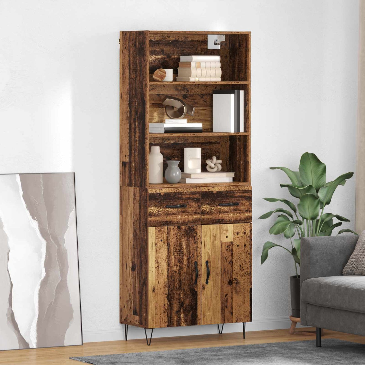 Credenza con cassetto 2 pcs Legno vecchio Legno multistrato