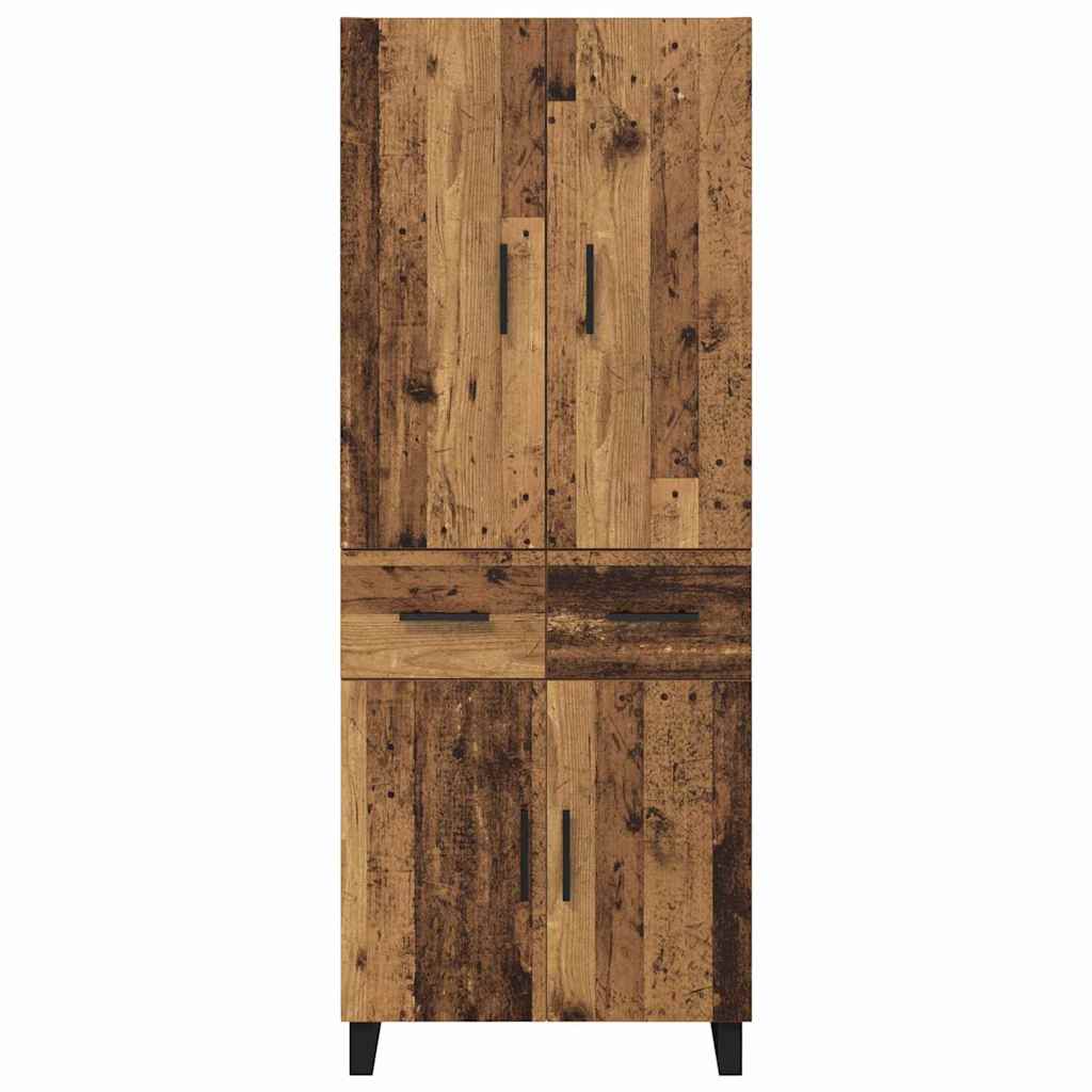 Credenza 2 pcs Legno vecchio Legno Stratificato e Vetro