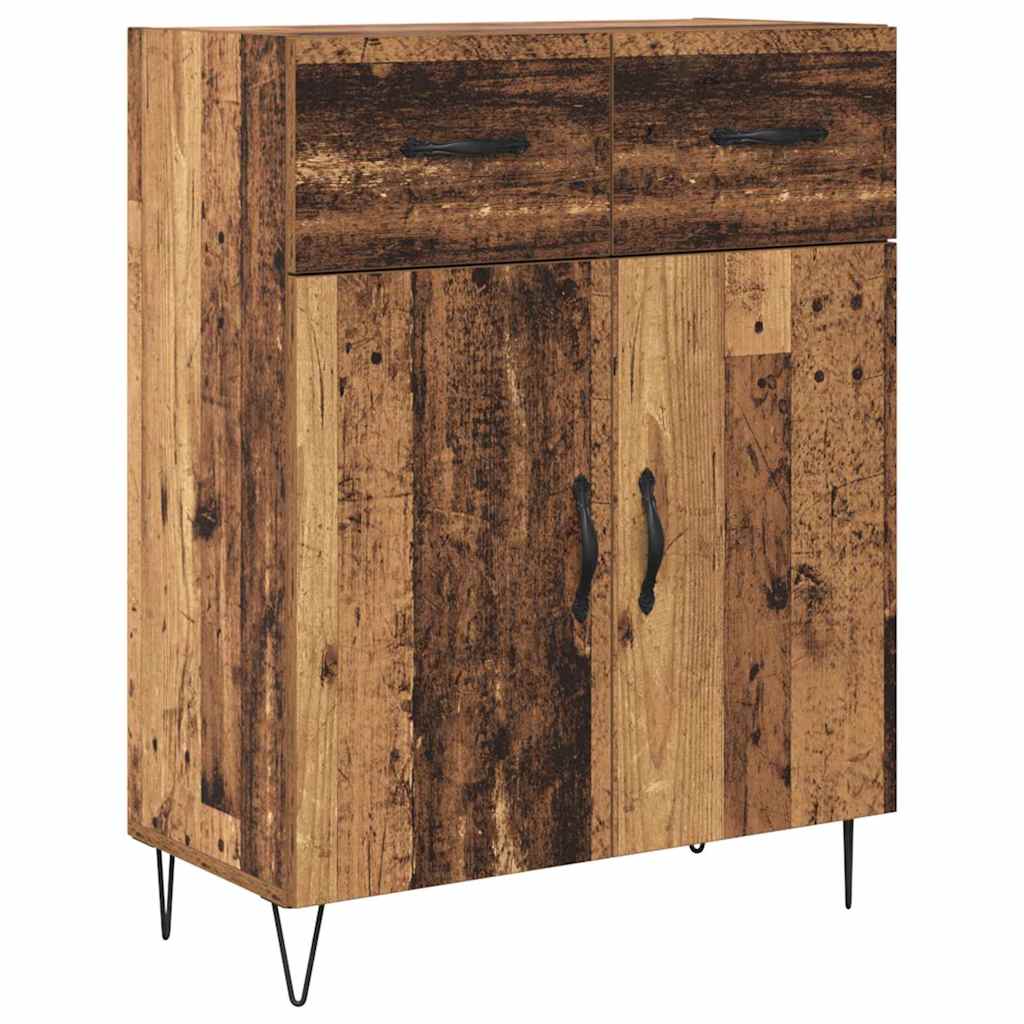 Credenza 2 pcs Legno vecchio Legno ingegnerizzato e vetro
