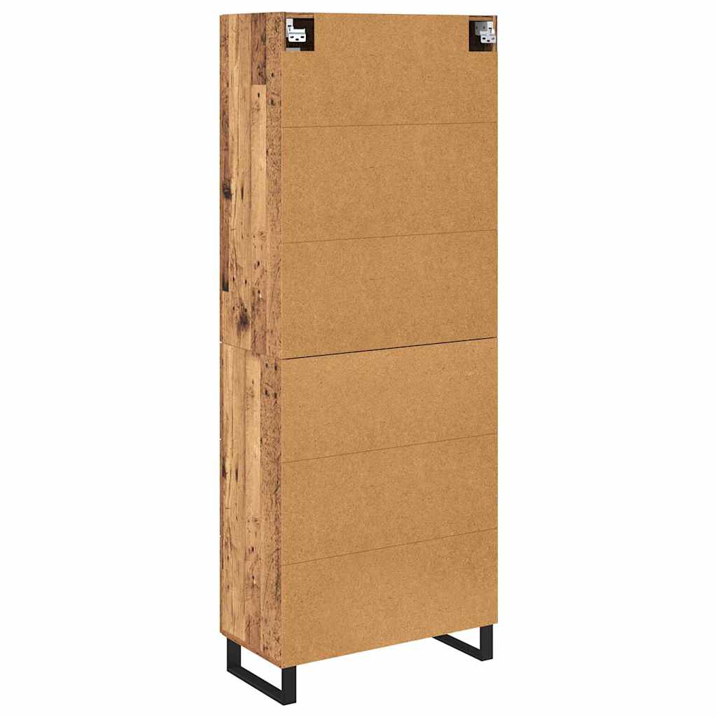 Credenza 2 pcs Legno vecchio Legno Stratificato e Vetro