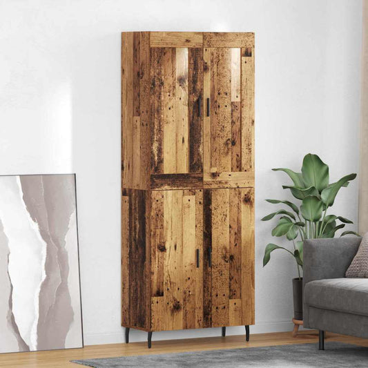 Credenza 2 pcs Legno vecchio Legno Stratificato e Vetro