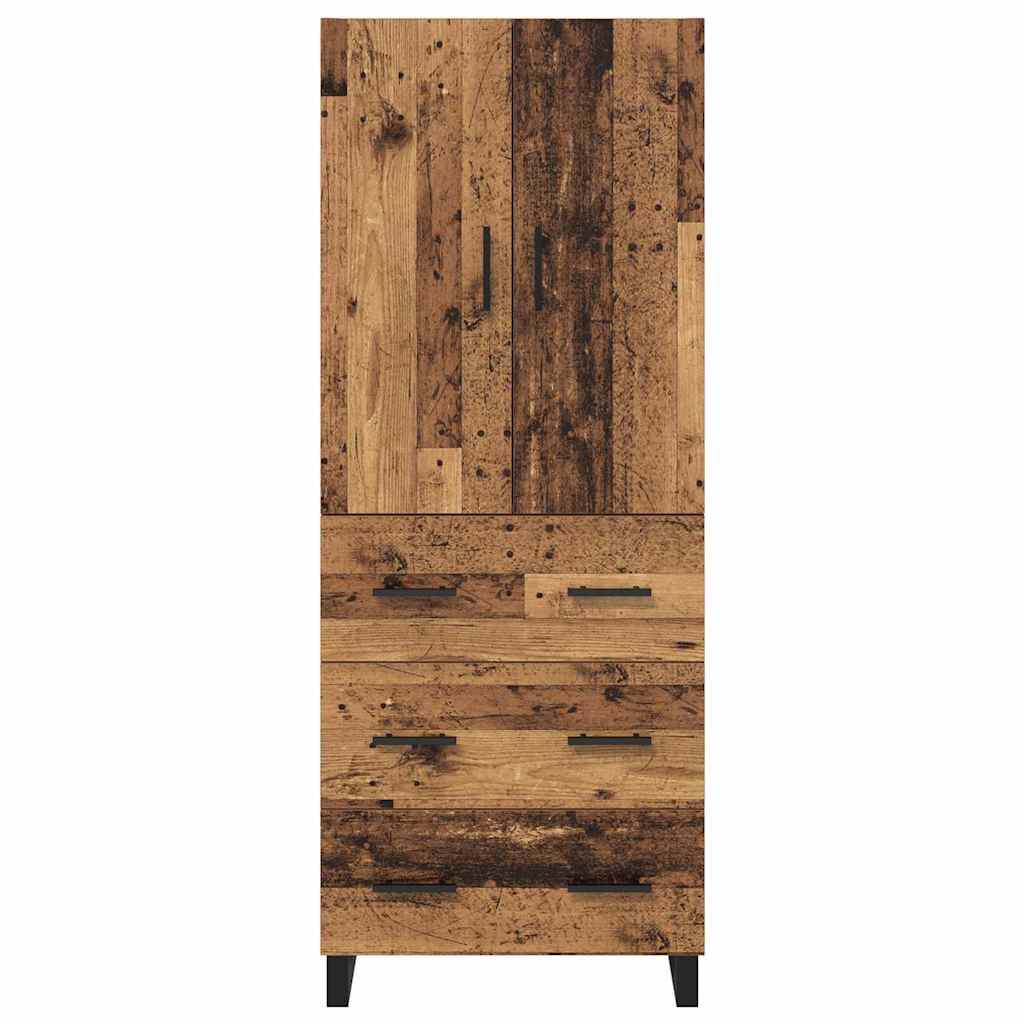 Credenza 2 pcs Legno vecchio Legno Stratificato e Vetro