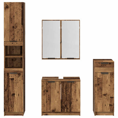Set di mobili per il bagno con cassetto 4 pcs Legno vecchio | homemem39