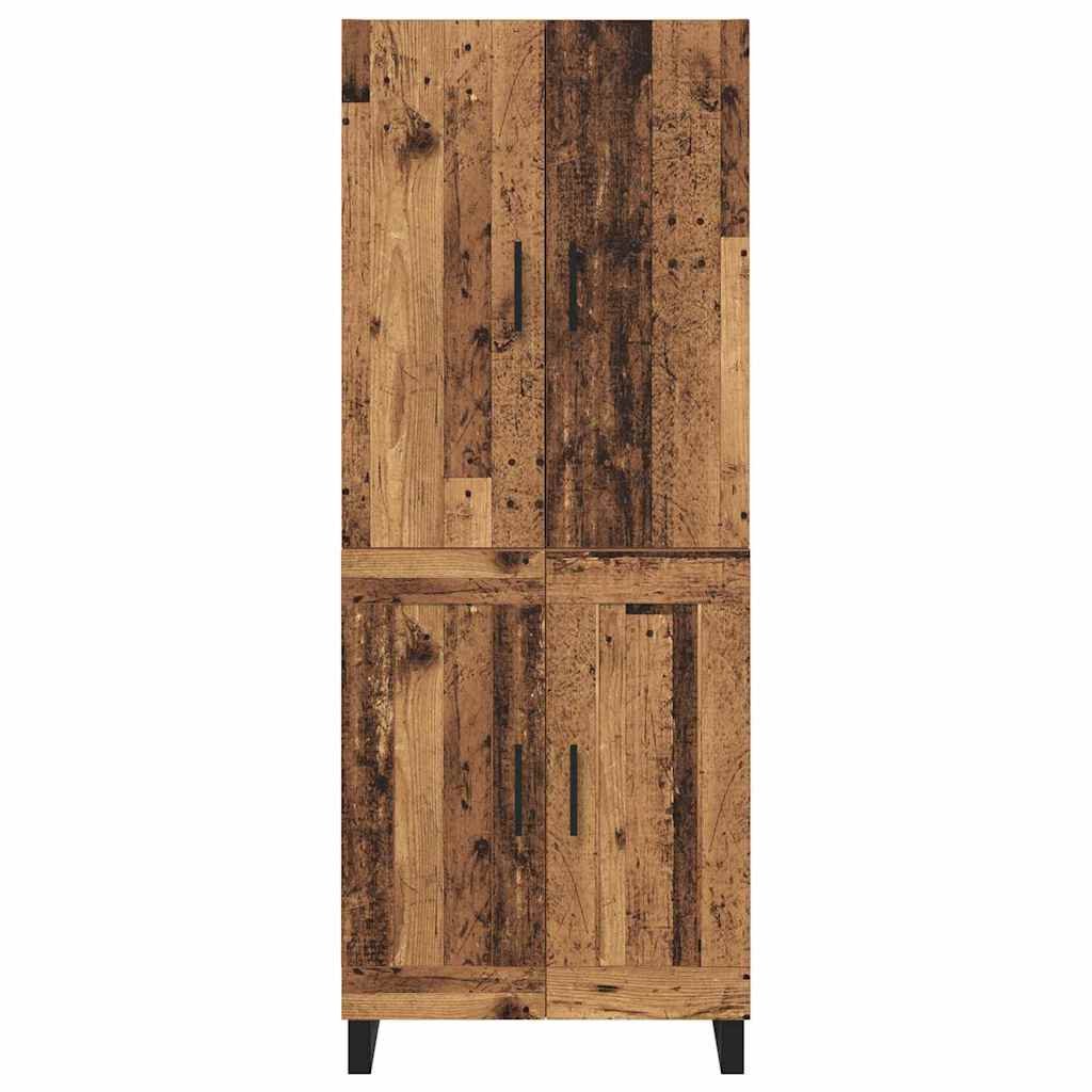 Credenza 2 pcs Legno vecchio Legno Stratificato e Vetro